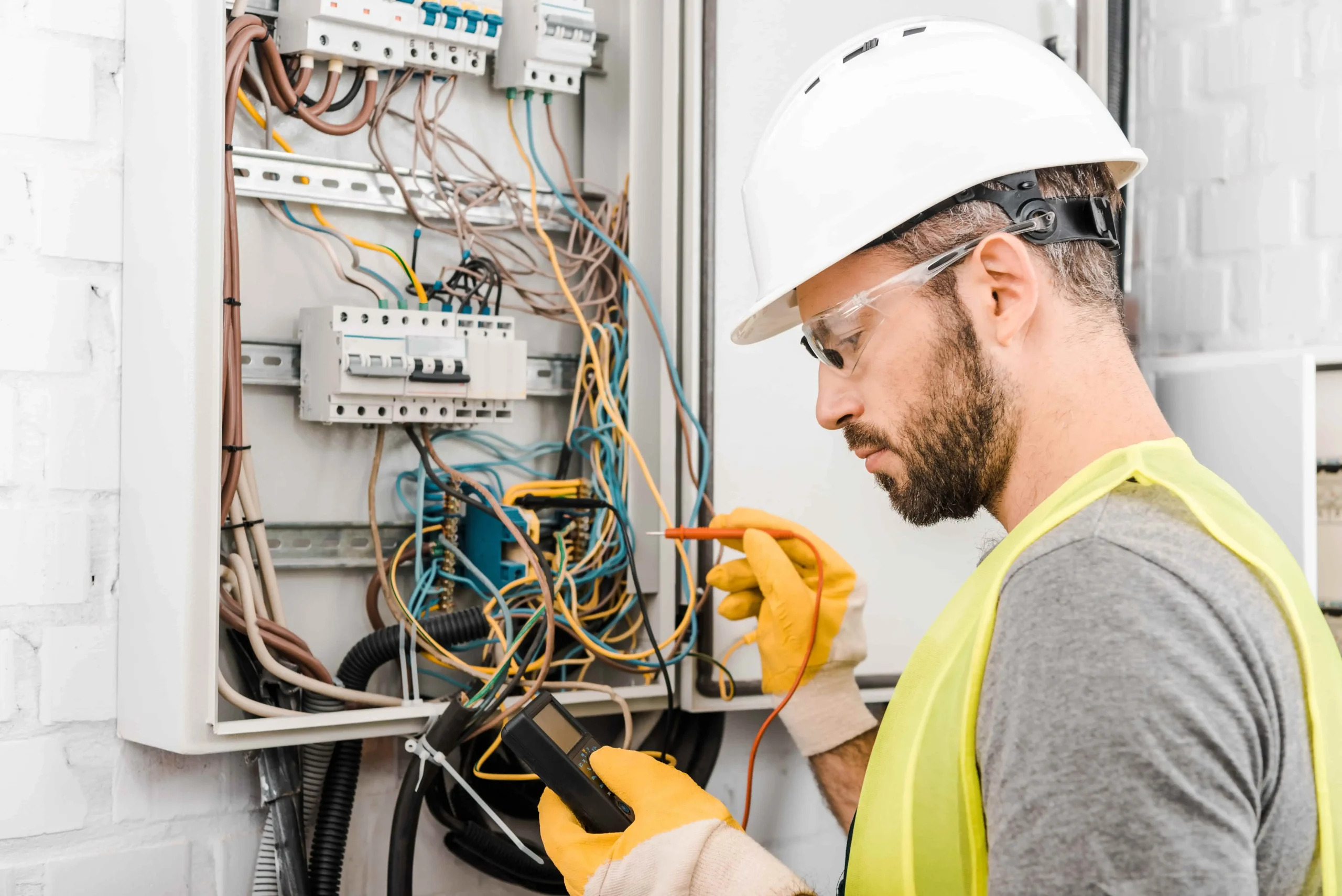 Tecnico esegue verifiche strumentali su un impianto elettrico per la certificazione